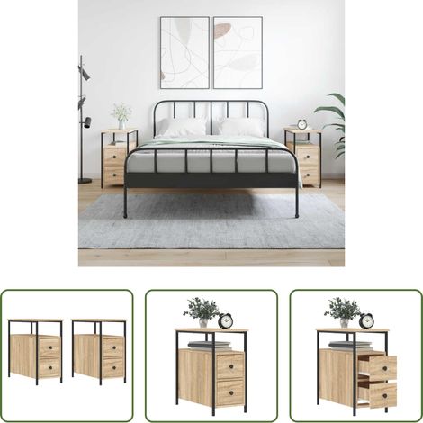 Nachttische - Nachttische 2 Stk. Sonoma-Eiche 30x60x60 cm Holzwerkstoff (1/5)