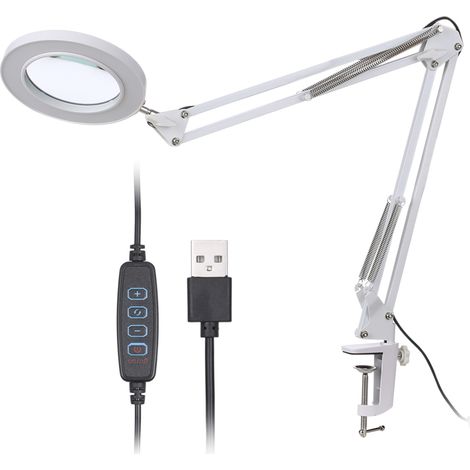 64-LED-Lupe, 8-fache Vergrößerung, 10 einstellbare Helligkeitsstufen, 3 Farben, variable Farbtemperatur, USB-Anschluss, faltbar.