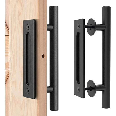 Poignée De Porte Coulissante - Aluminium - Noir Mat - Pour Porte De Grange Porte De Garage Porte De Placard - 1 Pièce