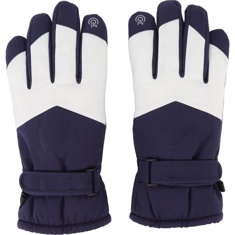 Gants de moto tactiles, imperméables, antidérapants, en polaire épaisse, gants complets pour l'hiver, bleus (1/5)
