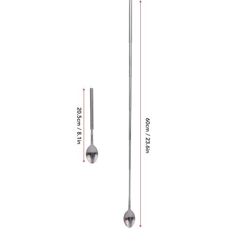 Cuillère extensible en acier inoxydable, cuillère télescopique ergonomique rétractable pour camping, barbecue, voyage, couverts créatifs et multifonctionnels, facile à nettoyer (1/5)