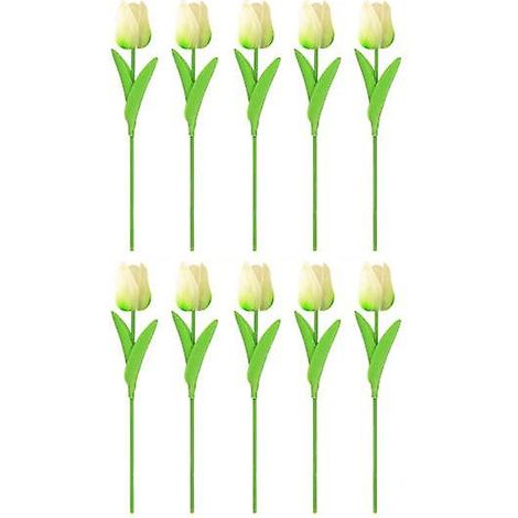 Lot de 10 branches de tulipes artificielles avec tige, réalistes et réutilisables, pour la décoration florale printanière, les mariages et les fêtes, accessoires photo.vert clair (1/5)