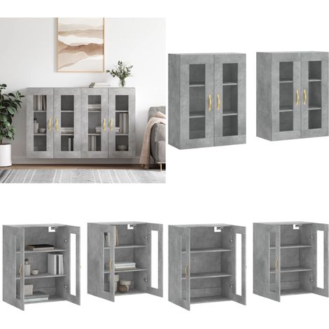 Armoires murales 2 pcs gris béton bois d'ingénierie - Rangement mural - Armoire de rangement (1/5)