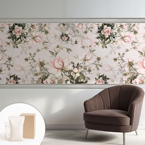 Papier peint intissé mural avec imprimé motifs uniques apparence moderne - Colle incluse gratuite Motif floral 250x104 cm (1/5)