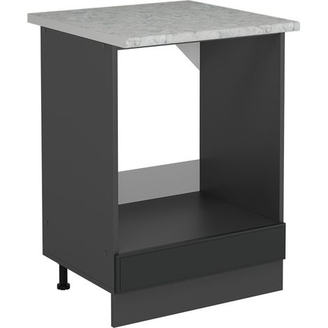 Herdumbauschrank R-Line, Anthrazit Landhaus, 60 cm AP Marmor, Vicco