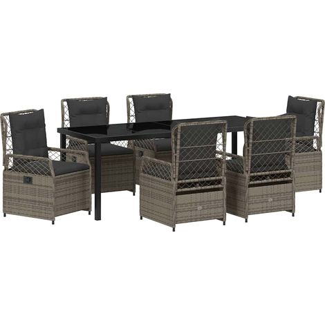Maison Exclusive - Set da Pranzo per Giardino 7 pcs Grigio polyrattan