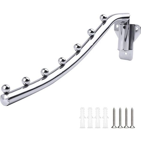 180° klappbare Garderobe, Garderobe aus Edelstahl, Wandhaken aus Stahl mit drehbarem Arm. (1/5)