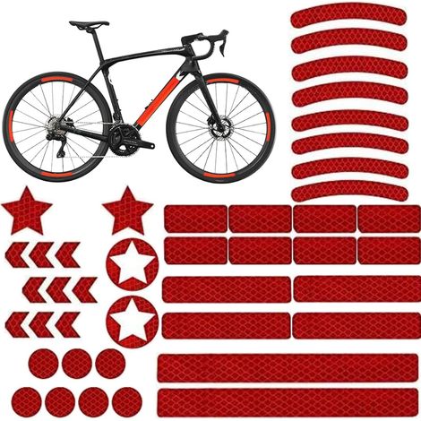 Kit di 42 adesivi riflettenti multiformati, impermeabili e autoadesivi per la sicurezza all'aperto, ideali per la visione notturna su caschi e biciclette. (1/5)