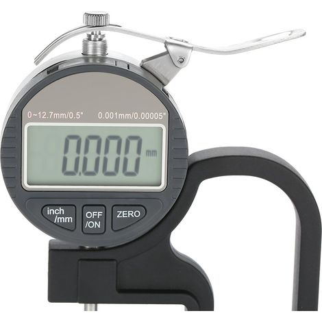 Misuratore di spessore digitale, strumento di misurazione dello spessore per filo, tessuto, pelle, carta, pellicola, spugna, gamma 0-12,7 mm, precisione 0,001 mm, con scatola nera protetta (precisione (1/4)