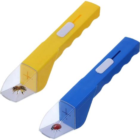 Lot de 2 attrape-araignées transparents, bleu et jaune, légers et écologiques pour attraper insectes. (1/5)