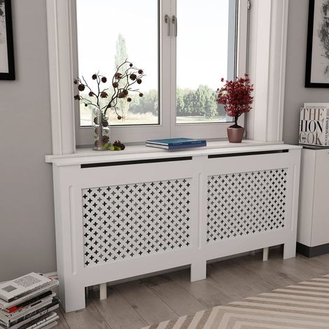 Cache-radiateur Blanc - Couvre Radiateur - Revêtement de Radiateur pour Maison 172x19x81,5 cm MDF -BonneVie62997 (1/5)