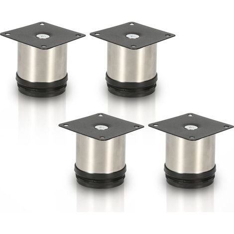 EINFEBEN 4x pieds de meuble pieds de meuble pied en acier inoxydable diamètre 40 mm hauteur 50mm noir réglable en hauteur (1/5)