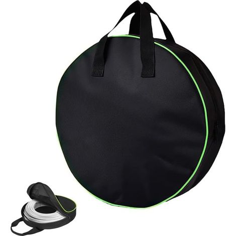 Organizador de cables, bolsa redonda portátil e impermeable para cables de coche, fabricada en tela Oxford de alta calidad, color negro, ideal para uso en el coche y en el hogar. (1/5)