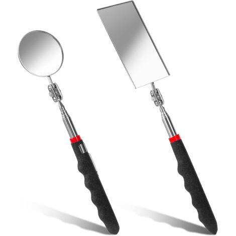 BUNTHAUS Miroir D'inspection Télescopique 2 Pièces, Automatique Outil Miroirs Télescopique avec Poignée Allongée pour Réparation Vérification Automobile Véhicules (1/5)