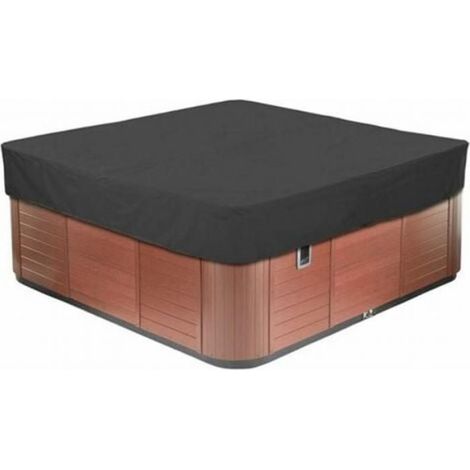 Housse de spa Square Garden, tissu Oxford 210D, compatible avec les piscines extérieures, noir, 231 x 231 x 30 cm (1/4)
