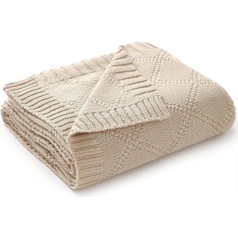 Couverture pour bébé douce en coton 100 % tricoté, couverture cellulaire pour nouveau-nés garçons et filles. (1/5)