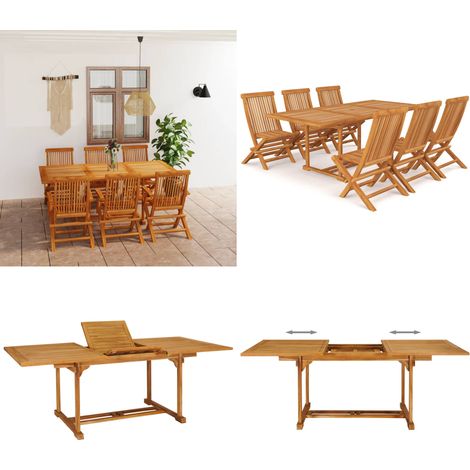 7-tlg. Garten-Essgruppe Massivholz Teak - Holz Gartenmöbel - Teakholzmöbel - Gartentisch - Gartenstuhl - Essgruppe - Home & Living (1/5)