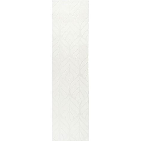 Tapis en Fausse Fourrure de Lapin 80 x 300 cm Poils Longs Motif Feuilles Blanc Cassé Mitchell (1/5)