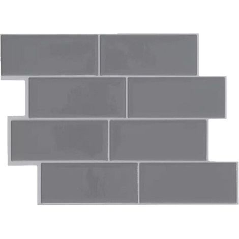 Stickers muraux autocollants 3D 29,3×21,2 cm – Lot de 10 – Pare-éclaboussures pour carrelage de cuisine – Gris (1/5)