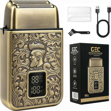 Rasoir en aluminium pour homme, rasoir alternatif avec réglage à 3 vitesses, écran LED, rechargeable par USB, corps en métal étanche, rasoir portable sans fil pour une utilisation humide et sèche (1/5)