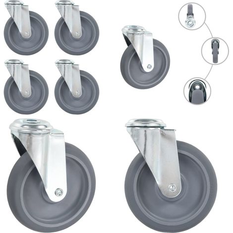 vidaXL 4 pcs Roulettes pivotantes à trou de boulon 125 mm (1/4)