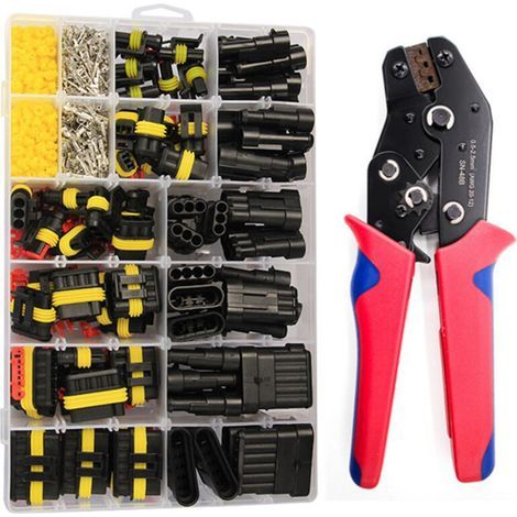 Set di connettori automobilistici impermeabili da 708 pezzi, pin di connessione, chiavi di rilascio, set di strumenti di estrazione, imballaggio resistente alle intemperie, utensili di crimpatura per (1/5)