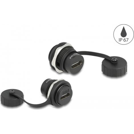 Delock Conector integrado HDMI-A con tapa protectora IP67 resistente al polvo y al agua