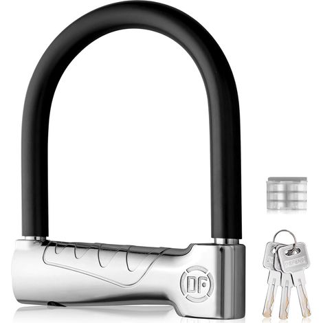 Antivol en U Alarme 110dB Moto Silencieux avec 3 Clés et Batterie incluse Résiste à 20 Tonnes de Cisailles Hydrauliques Étanche et Robuste pour Protection des Véhicules Argent (1/5)