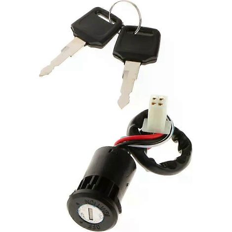 Contacteur à clé d'allumage à 4 fils pour quads, motos tout-terrain et motos 50cc, 70cc, 90cc, 110cc et 125cc. Accessoires et pièces détachées. (1/5)