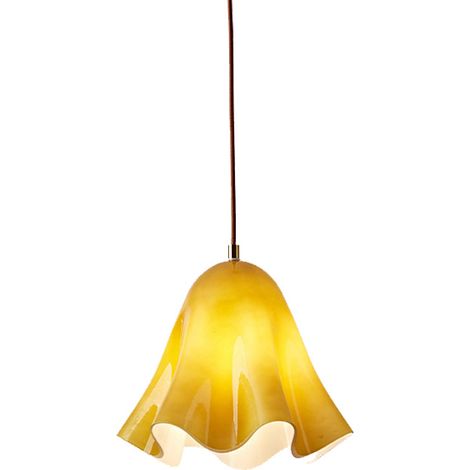 Suspension Plafond en Verre Ondulé, Abat-Jour Fleur 28 cm, Douille E27 et Cordon Réglable, Luminaire pour Îlot de CuisineVert (1/5)