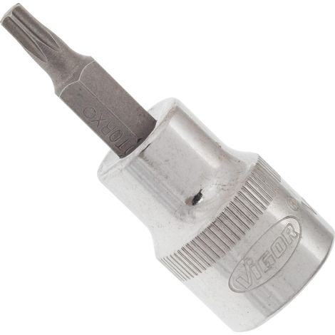 VIGOR Embout tournevis TX intérieur carré creux 10 mm (3/8") T20 V2302N, 49 mm (1/3)