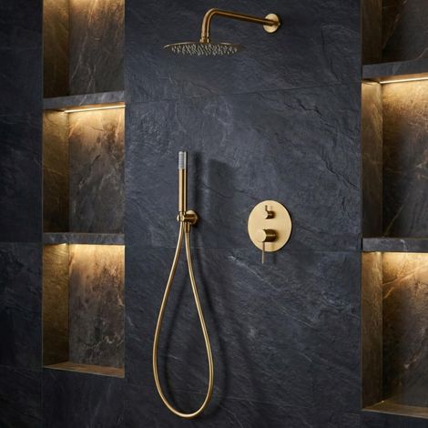 Imex - Columna Ducha Empotrada con Grifo Oro Serie Monza