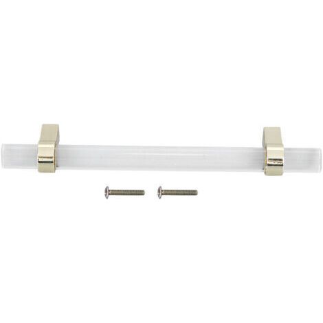 Griff aus Kristallacryl, moderner, transparenter Schubladengriff für Schränke, Bücherregale und Schuhschränke, 96 mm Lochabstand, Gold