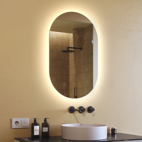 Miroir lumineux de salle de bain 50x80 cm – Éclairage LED intégré 4500K – Interrupteur mural – Épaisseur 4mm – Longévité 15 000h – Artforma (1/5)