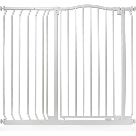 Bettacare Extra Tall Curved Top Dog Gate, 107cm - 116cm, Matt White, Extra Tall 100cm in Height, Pressure Fit Pet Gate