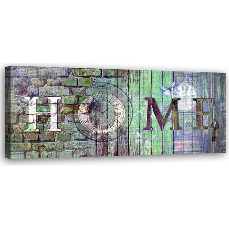 Tableau sur toile Mur vert Inscription maison 90x30 (1/5)