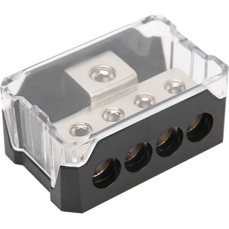 Bloc de distribution électrique avec porte-fusible : entrée 1x0GA/1GA, sortie 4x4GA, connecteur en T pour systèmes audio automobiles et nautiques