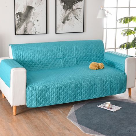 Sitzkissenbezug aus PU-Leder für Sofas, wasserdicht, abnehmbar, waschbar, Haustierfreundlicher Möbelschutz, 1 Stück (Blau, bezieht sich nur auf den Sofabezug, andere Teile sind nicht enthalten)