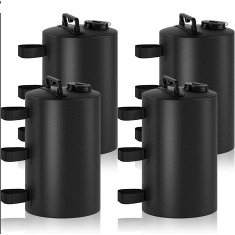 4 Pièces Poids de Lestage pour Tonnelles PVC, Sac de Sable pour Pieds de Tente Pop-up 10L, Poids Tonnelle de Jardin Exterieur avec Dispositif Anti-Reflux pour Auvent Parasol(Noir)
