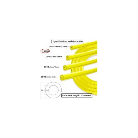 Ede Ensemble de 4 tuyaux d'alimentation en carburant pour tondeuse à gazon avec filtre et pompe à carburant (2 x 3,5 mm, 2,5 x 5 mm, 3 x 5 mm, 3 x 6 mm) pour souffleur, coupe-bordures, tronçonneuse, d