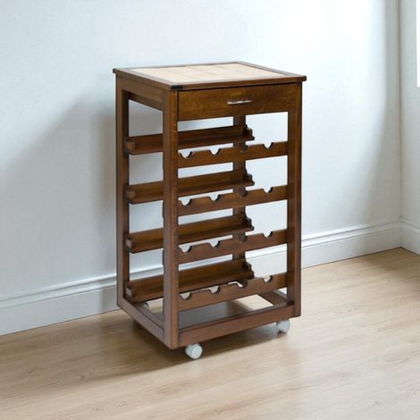 Carrello cantinetta in legno massello LANDHELL Noce (1/5)