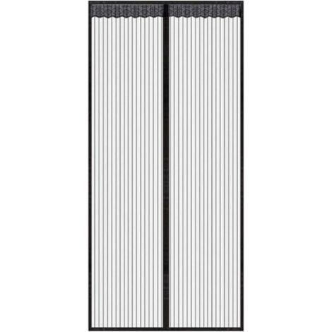 1 rideau de porte magnétique, noir polyester 120x210 cm, anti-moustiques et mouches, pour fenêtres et entrées domestiques (1/4)