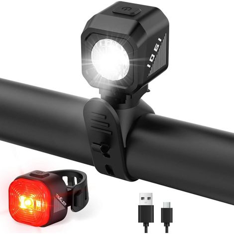 Aufladbares Fahrradbeleuchtungsset, USB-C, IPX5, mit Vorder- und Rücklicht – Fahrradlampe – LED-Fahrradlicht (1/5)