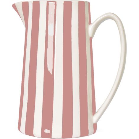 Pichet, carafe ou vase à rayures roses et blanches