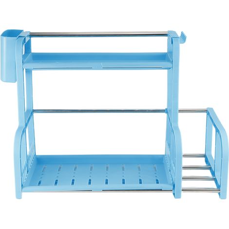 Rangement Épices 2 Niveaux - Support Cuillère Et Crochets - Organiseur Comptoir Cuisine - Acier Inoxydable - 1 Pièce (1/5)
