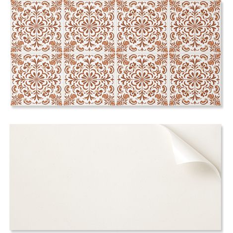 Panel de pared de vinilo autoadhesivo de 120x60 cm con estampado floral ornamental.