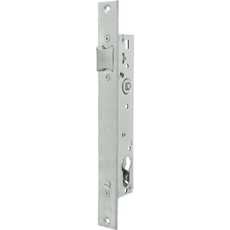 Serrure monopoint pour profils métalliques, entraxe 35 mm, acier inoxydable, pêne demi-tour réversible, pour portes d'entrée d'immeuble (1/3)