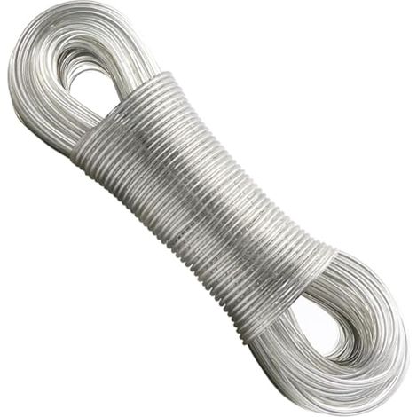 50m Corde à Linge avec Noyau en Acier pour l'extérieur Très résistante avec Une Charge maximale de 200 kg Inoxydable et étanche pour Jardin （4mm,Transparent）