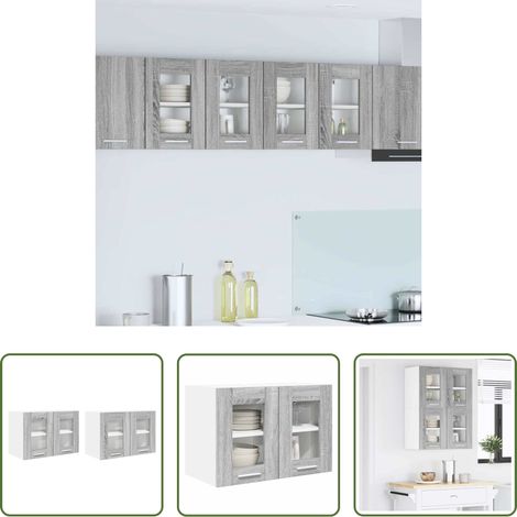 vidaXL Hängeschrank -  Hängeschrank 2 pcs Graues Sonoma 60 x 31 x 40 cm Holzwerkstoff (1/5)