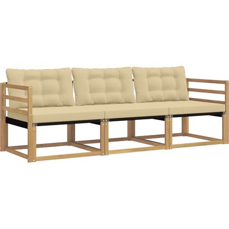vidaXL Outdoor Sofa Set 3 pcs White and Beige